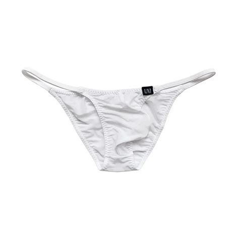 Super Thin Mens Thongs Tradition Sexy Half Back Briefs Underwear Cool Silk Low Rise Bikini