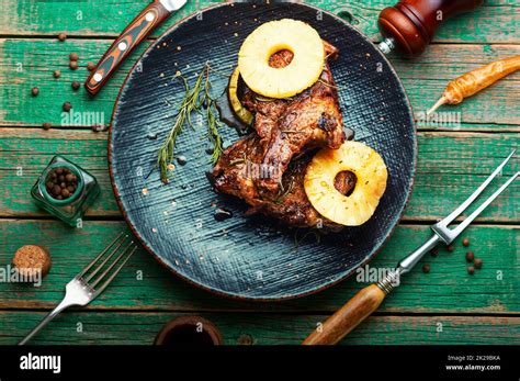 Beef Fried With Pineapple Stock Photo Alamy