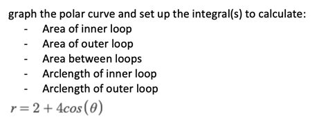 SOLVED Graph The Polar Curve And Set Up The Integrals To Calculate