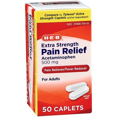 H E B Pain Relief Extra Strength 500 Mg Acetaminophen Caplets Shop