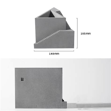 Classic Concrete Material Mini Architectural Pen Holder Desktop