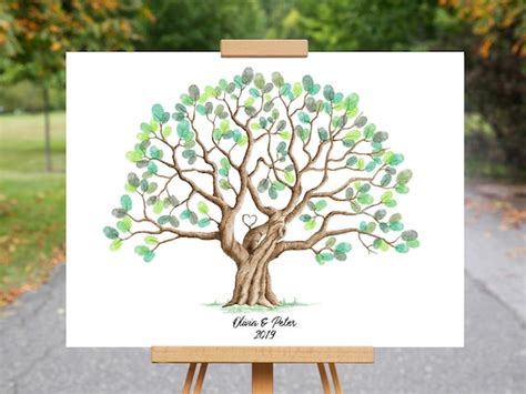 Leaf Thumbprint Tree Wedding Free: Fingerprint Tree Template Wedding