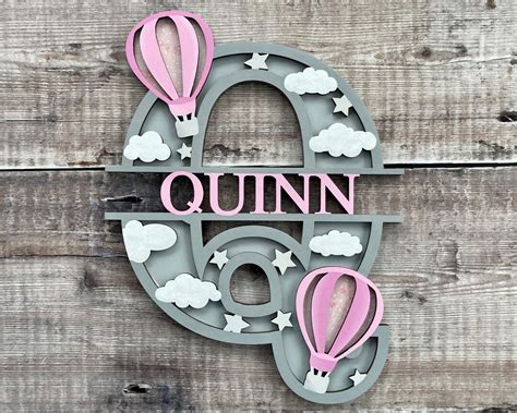 Hot Air Balloon Nursery Sign Sizes Baby Name Wall Art Personalised And Hand Painted In Any