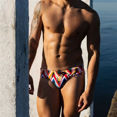 Men S Sexy Low Rise Wave Swim Bikini In Orange Swimwear Ebay