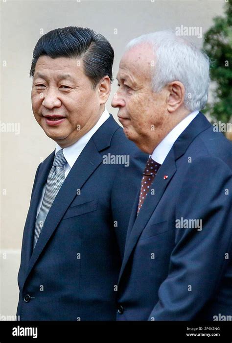 China S President Xi Jinping Background Walks With Alain Merieux