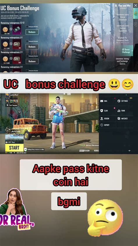 Bgmi Bonus Challenge 1000 Coin UC 100 Milega Viral Gaming Shorts