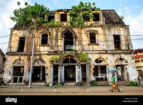 Rundown Colonial House In Grand Bassam Unesco World Heritage Site Ivory Coast West Africa