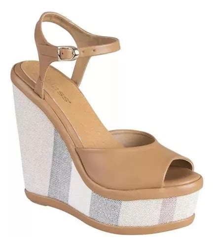 Zapatillas Cklass Tacón Corrido Suela Rayada Nude Altas Envío gratis