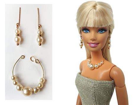 Jewelry For Dolls Earrings And Necklace Made Of Beads And Metal Fittings Handmade Jewelry