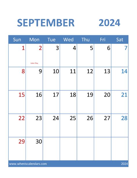 Sept 2024 Calendar Printable Free Monthly Calendar