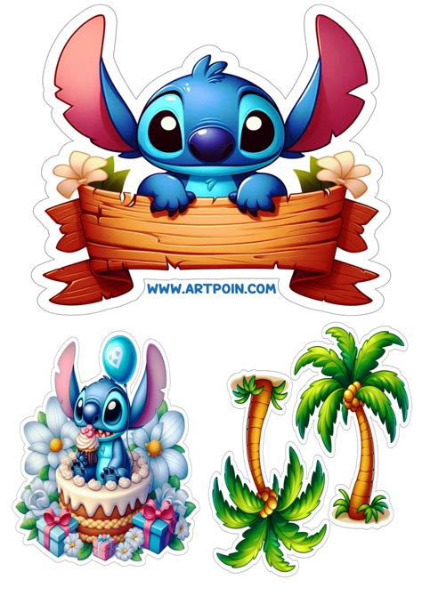 Topo De Bolo Infantil - Topo de bolo Lilo e Stitch aniversário infantil decoração de festa ...