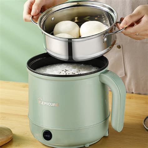 Hglyxoae Hot Pot Electric Liter Electric Wok With Steam Compartment Speed Heat Setting