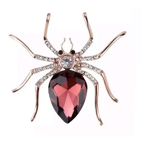 Брошь Паук с большым бордовым камнем 5.5*5.5 см, С-11 от продавца ...