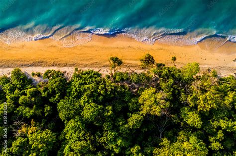 Aerial View Of The Shore Of Uninhabited Island Bilang Bilangan Near