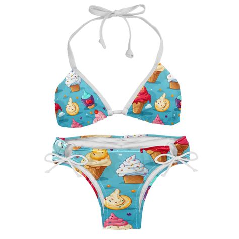 Ice Cream Detachable Sponge Adjustable Strap Bikini Set Two Pack Versatile Swimwear For All