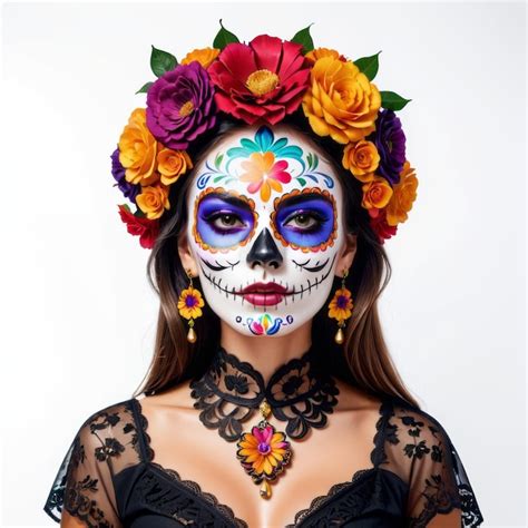 Premium Ai Image Portrait Of Day Of The Dead Catrina Mexican Celebration With Skull Makeup