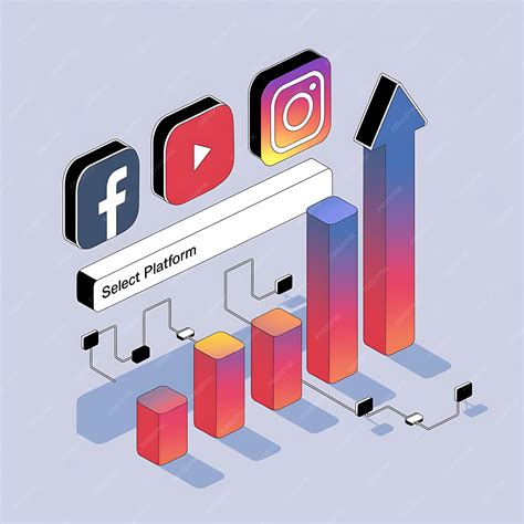 Tiktok Facebook Youtube Instagram Loss Chart 3D Icon Graph Dropdown Up