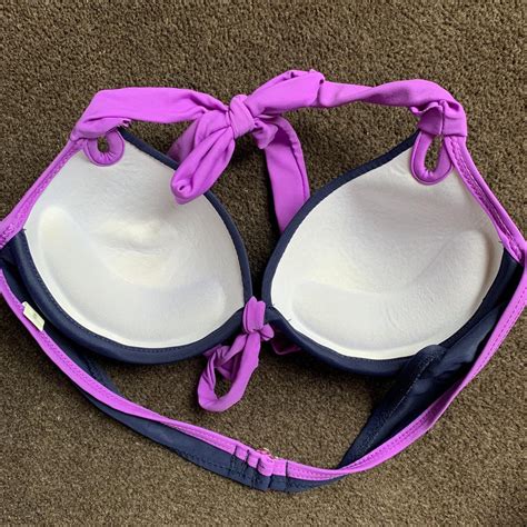 Navy And Purple Push Up Bikini Top Photo Just For Depop