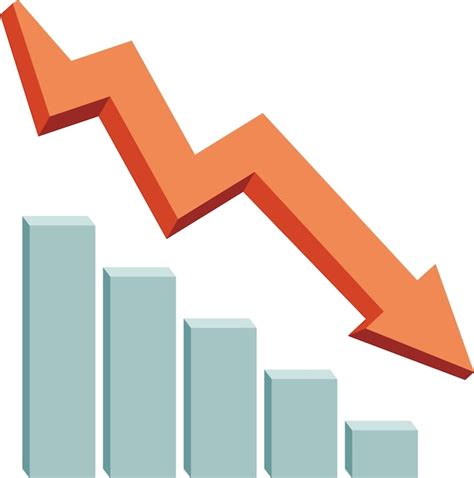 Premium Vector Arrow Down Downward Graph Reduce Fall Chart 3d