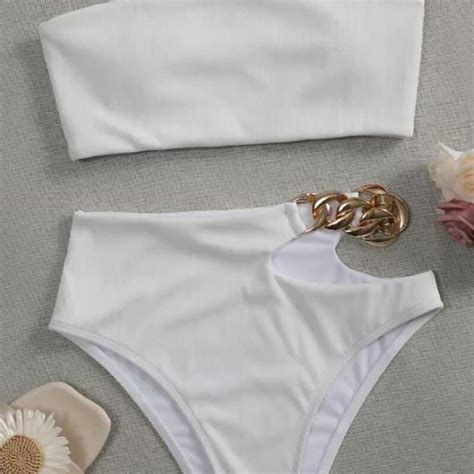 Swimming Costume Soft Bikini Set Good Elasticity Wireless Simple Women Bandeau Bikini Set Two