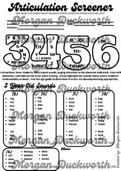 articulation screener  duckie speech tpt