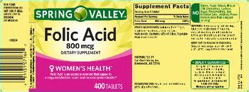 Spring Valley Folic Acid Mcg Tablet S Kusoglife