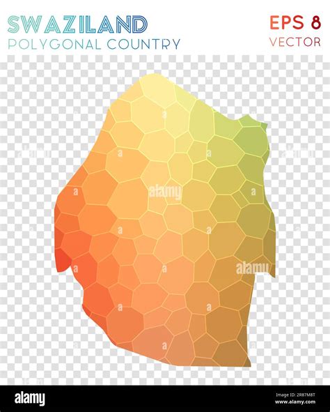 Swaziland Polygonal Map Mosaic Style Country Dazzling Low Poly Style