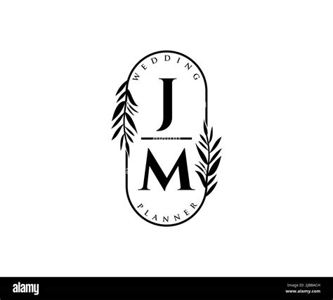 Jm Initials Letra Boda Monograma Colecci N Logotipos Mano Dibujado