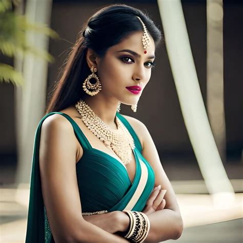 Premium Photo Portrait Of Gorgeous Female Brunette Model Posing