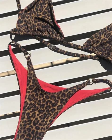 Bikini De Leopardo Con Tirantes Para Mujer Traje De Ba O Sexy Con Realce De Tres