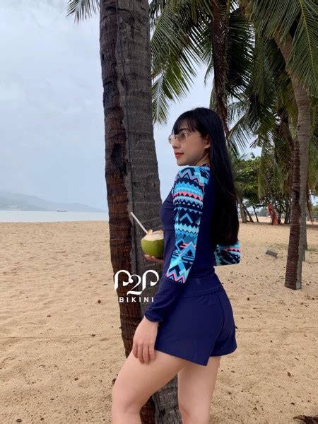 Đồ bơi tay dài chống nắng giữ nhiệt họa tiết mùa hè P P Bikini Thương hiệu đồ bơi nữ đồ