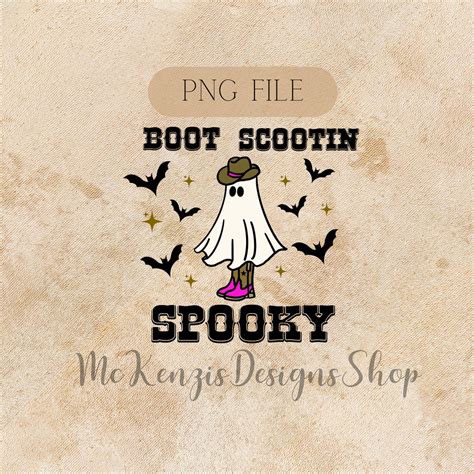 Boot Scoot Spooky Png Western Ghost Png Retro Halloween Design