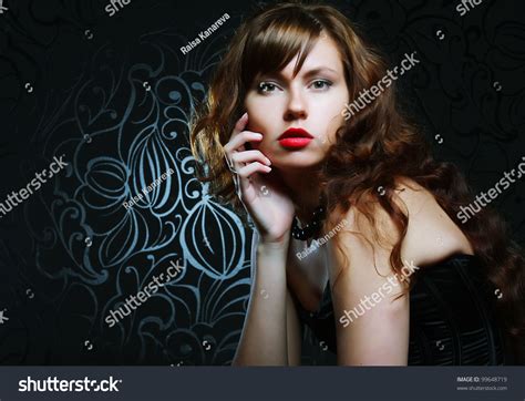 Sexy Brunette Curly Hair Black Stock Photo 99648719 Shutterstock