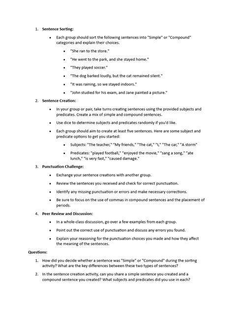 Punctuation and Sentence Types Activity | PDF | Punctuation | Human ...