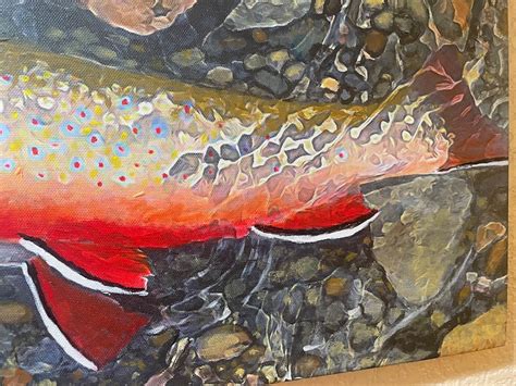 Original Brook Trout Painting Limited Edition Canvas Giclée Stretched