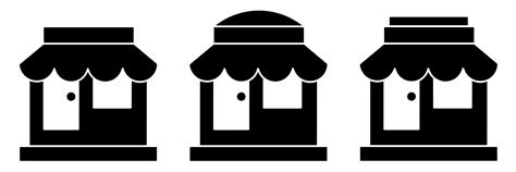 Shop Icon Set Shop Black And White Illustration Stock Vector