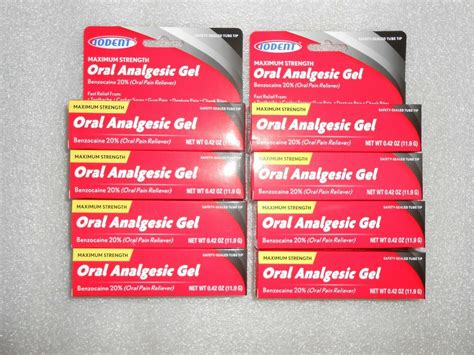 Lot Of 8 Pack Iodent Oral Analgesic Gel Maximum Strength Toothache