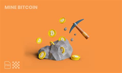 Premium Psd Digging Bitcoins From Rocks With Pickaxe D Illustration