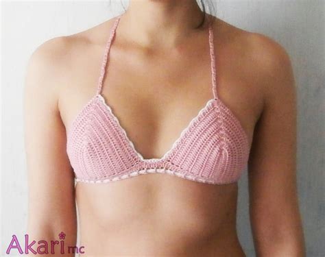 Bikini Top Crochet Pattern Triangle Halter Bikini Top With White Trim Purl Colors Bikini