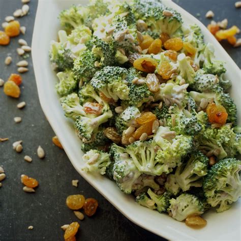 Broccoli Salad with Golden Raisins and Sunflower Seeds - Kitschen Cat