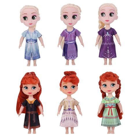 Disney 6pcs Set Princess Toys Frozen Elsa Anna Dolls Toys Figures 4 5