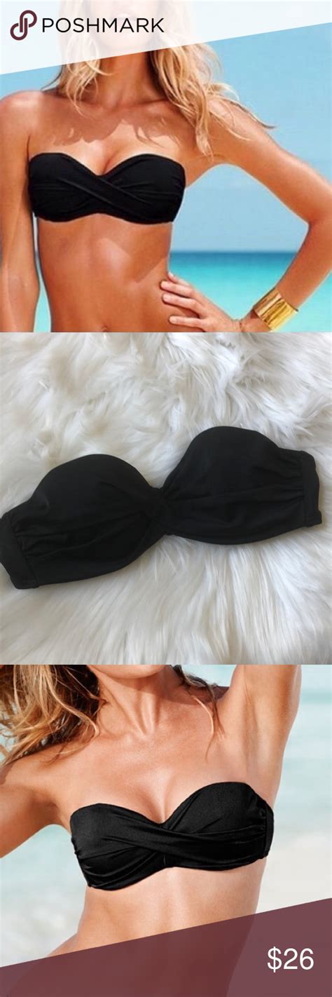 Victoria Secret Black Twist Strapless Bandeau 32b Black Bandeau