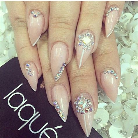 Nude Bling Nails Hot Nails Fancy Nails Bling Nails Stiletto Nails Hair And Nails Fabulous