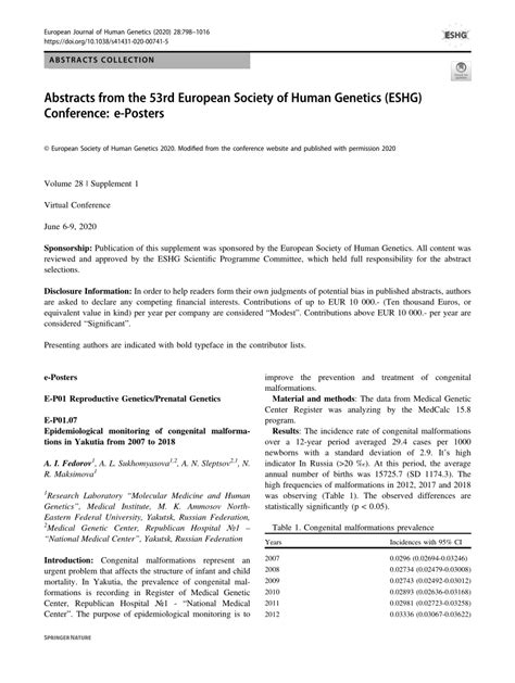 Pdf Abstracts From The 53rd European Society Of Human Genetics Eshg