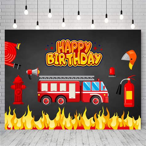 Buy Fireman Birthday Backdrop Firefighter Happy Birthday Background