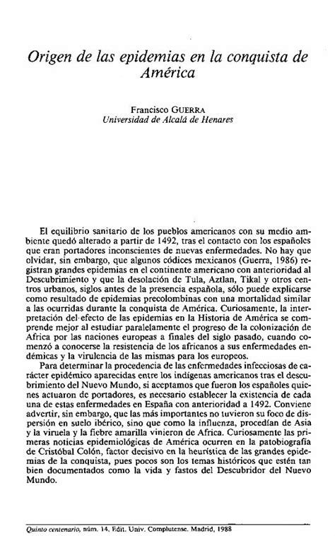 Pdf Origen De Las Epidemias En La Conquista De Am Rica Pdfslide Tips