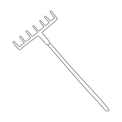 premium vector rake icon black outline linear sketch drawing vector