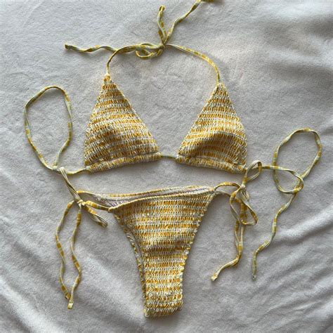 Yellow Bikini Set Women S Fashion Swimwear Bikinis Swimsuits On Carousell