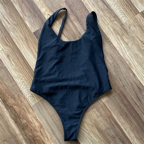 Swim Shein One Piece Black Swimsuit Low Back High Cut Peep Side Boob Nwot Poshmark