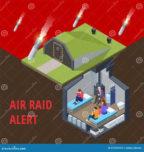 Isometric Concrete Bomb Shelter, Bunker, Bombproof Shelter, Air-raid Shelter. Underground Bomb